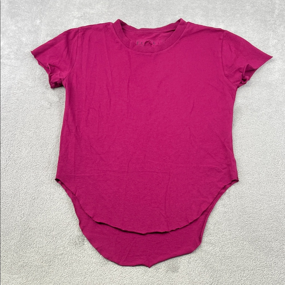 NEW Frank & Eileen XS 100% Cotton Curve Hem Pink‎ Magenta Short Sleeve T-Shirt